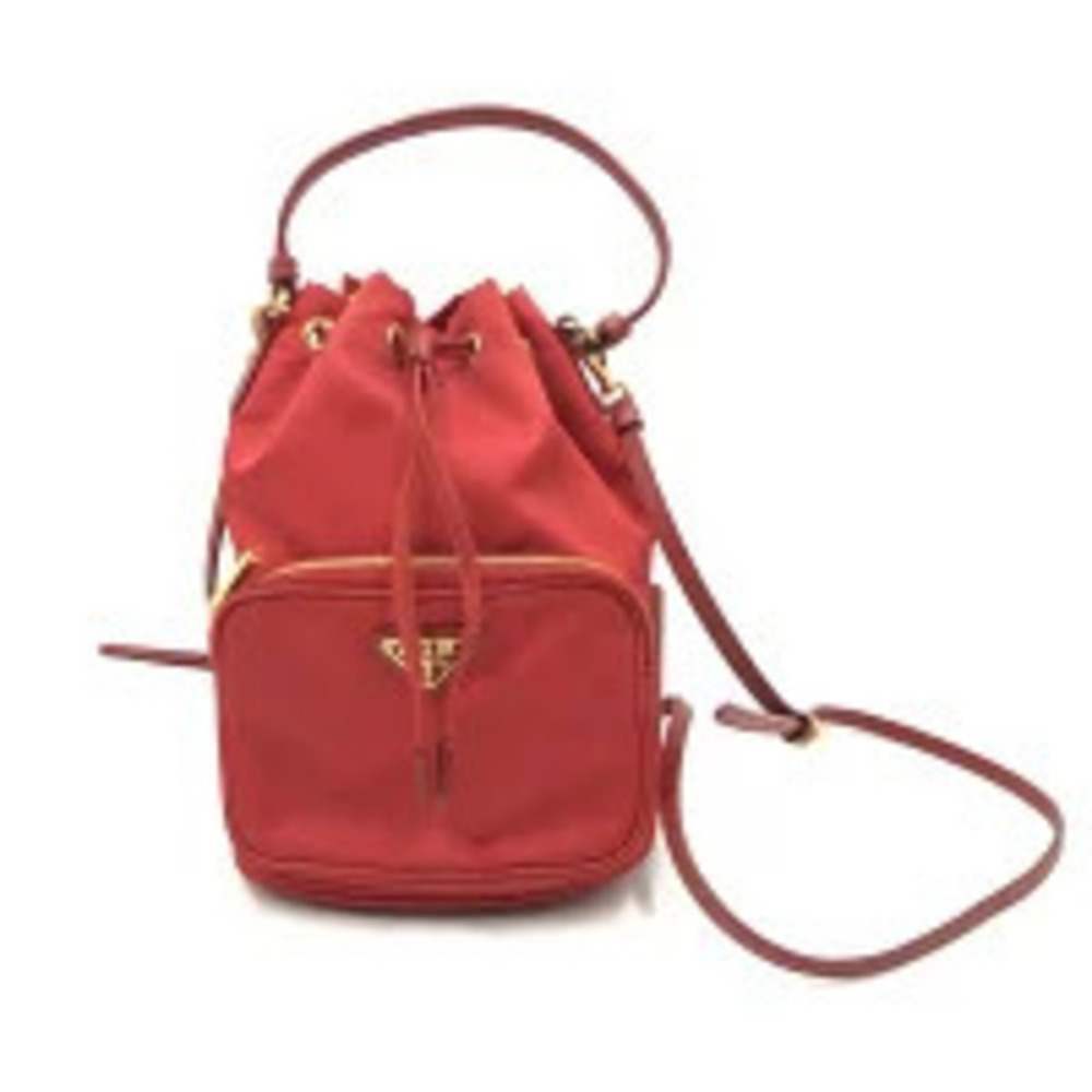 Prada Triangle Crossbody Bag Handbag Tessuto Red
